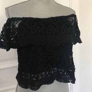 Wild Cat cropped off the shoulder shirt